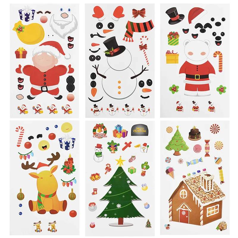 

10pcs Christmas Sticker Cartoon Christmas Tree Santa Snowman Facebook Sticker for Xmas New Year Kids Favors Scrapbooking Decor 7