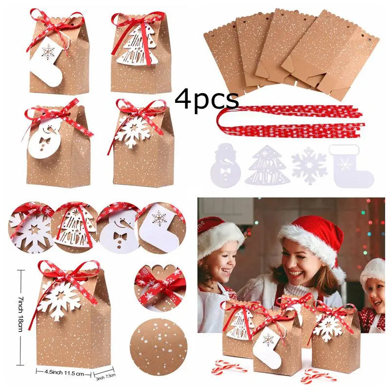 4pcs Теплые рождественские чулки для домашних животных; чулки для щенков в клетку буйвола; хлопковые и мешковатые рождественские подарочные сумки для собак; 42 см* 26 см - Цвет: 4pcs