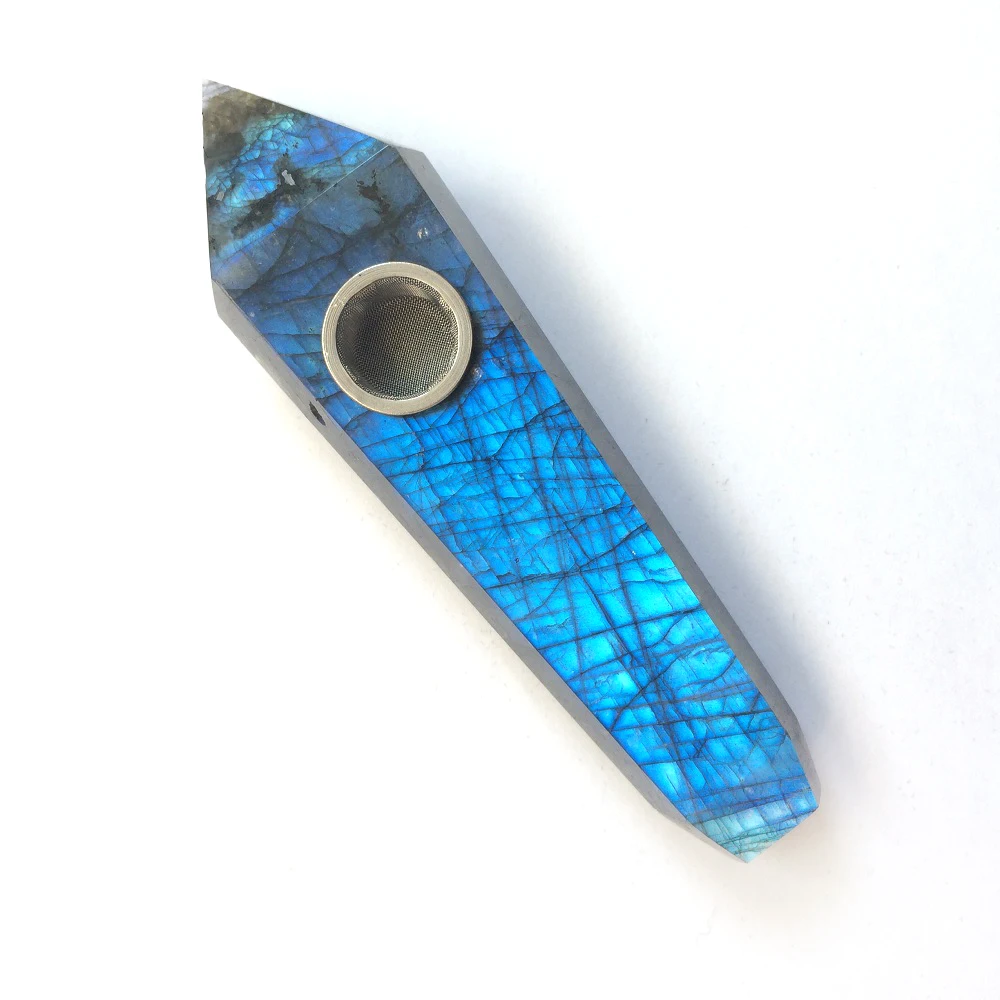 Курительная трубка из натурального Лабрадорита кварцевый лунный камень