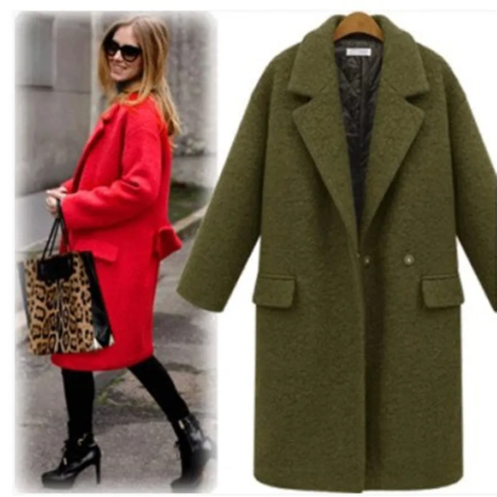 SAGACE многоцветное корейское женское длинное шерстяное пальто большого размера с