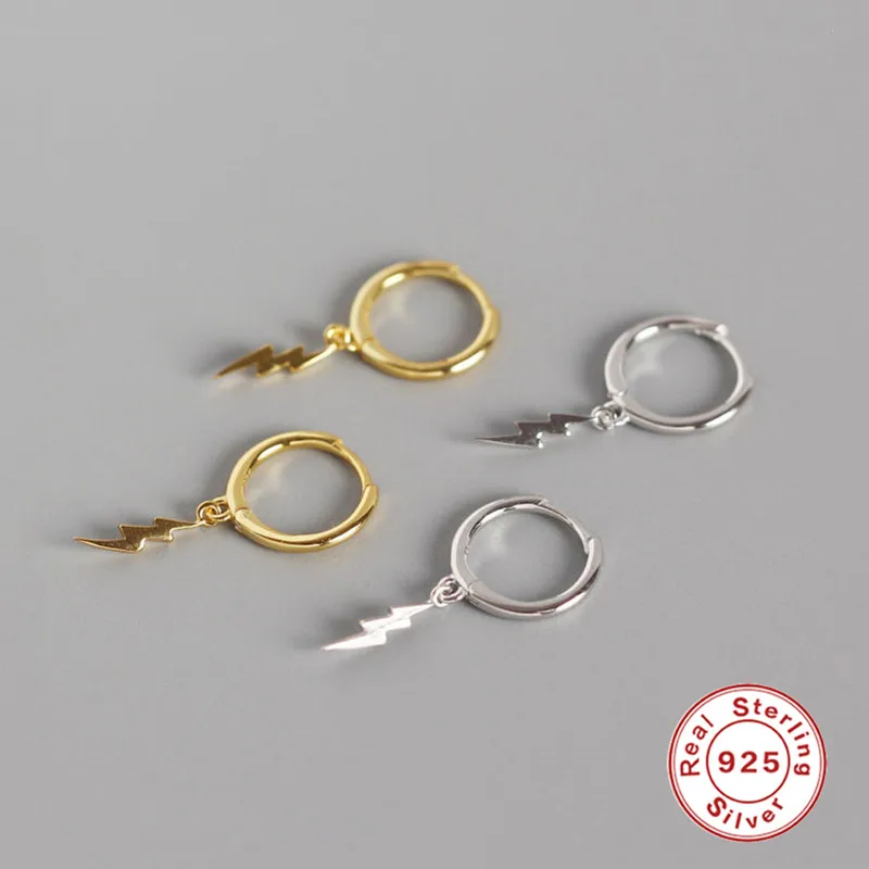 

ROXI Fashion Lightning Pendant Small Hoop Earrings for Women Jewelry Gold Silver Huggie Earring Gift 925 Sterling Silver Earring