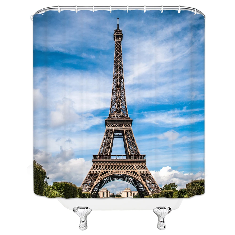 

Paris Tower Shower Curtain Waterproof Bathroom Forest Nature landscape Shower Curtain Polyester cloth Home Decor Screen