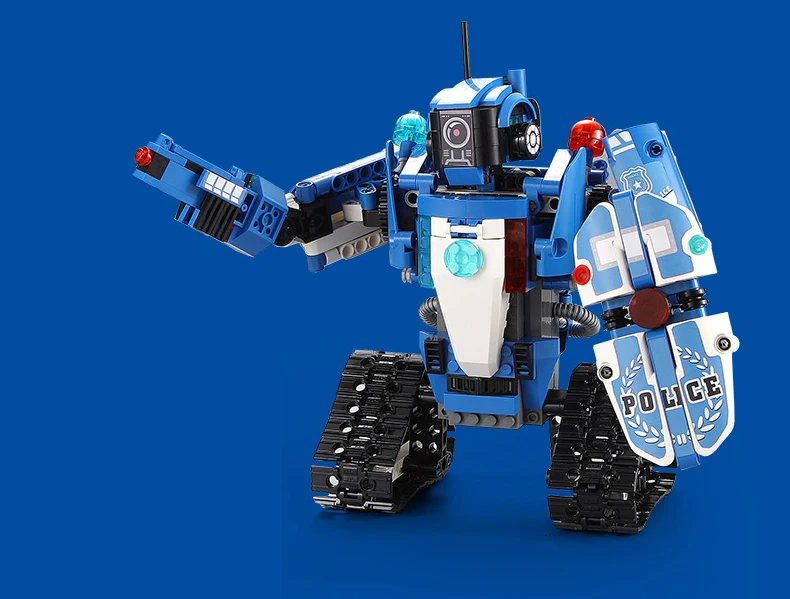 Technic 2,4 Ghz rc трансформация гусеничный полицейский робот строительный блок со звуковым кирпичом полицейский автомобиль радиоуправляемые игрушки