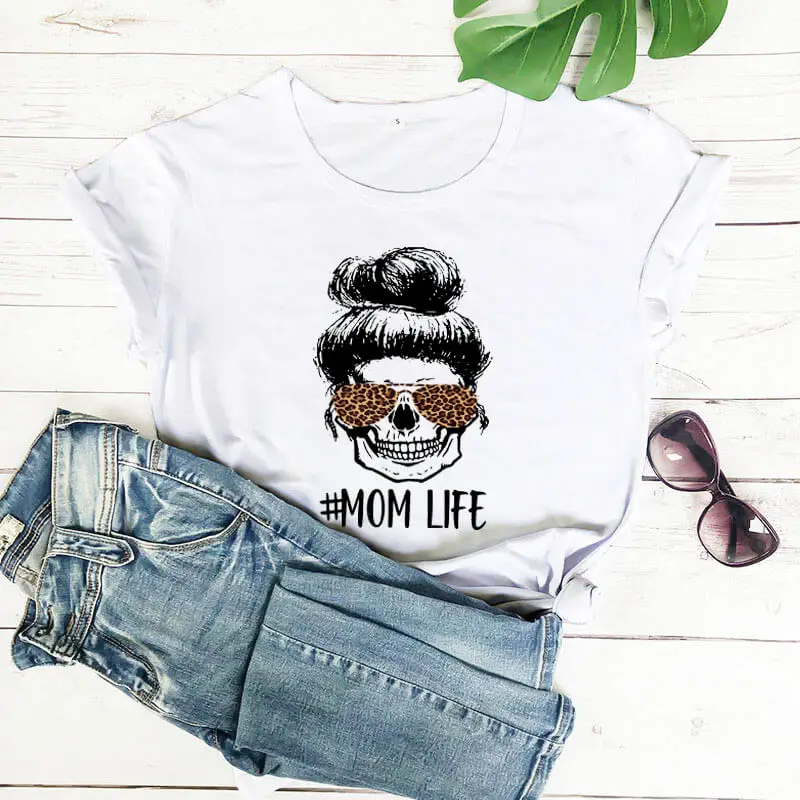 Футболка с леопардовым принтом для мам 100% хлопок|Футболки| |