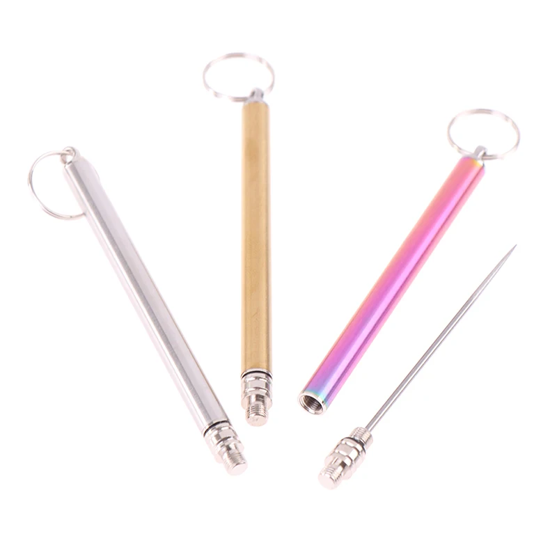 

Titanium Outdoor Edc Portable Multifunctional Toothpick Bottle Fruit Fork Camping Tool Toothpick Tube Stronger Than Dental Floss