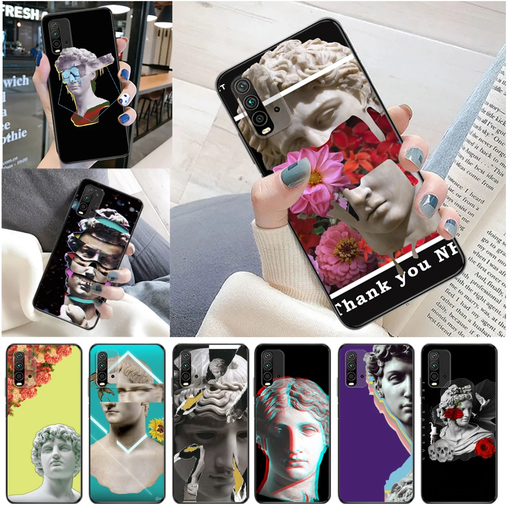 

Moskado Art Plaster Pattern Phone Case For Xiaomi Redmi 9S 9C 10S 10X 10T MAX 5G 10 9 Pro 9A 9T 9 Carcasa Coque Back Cover