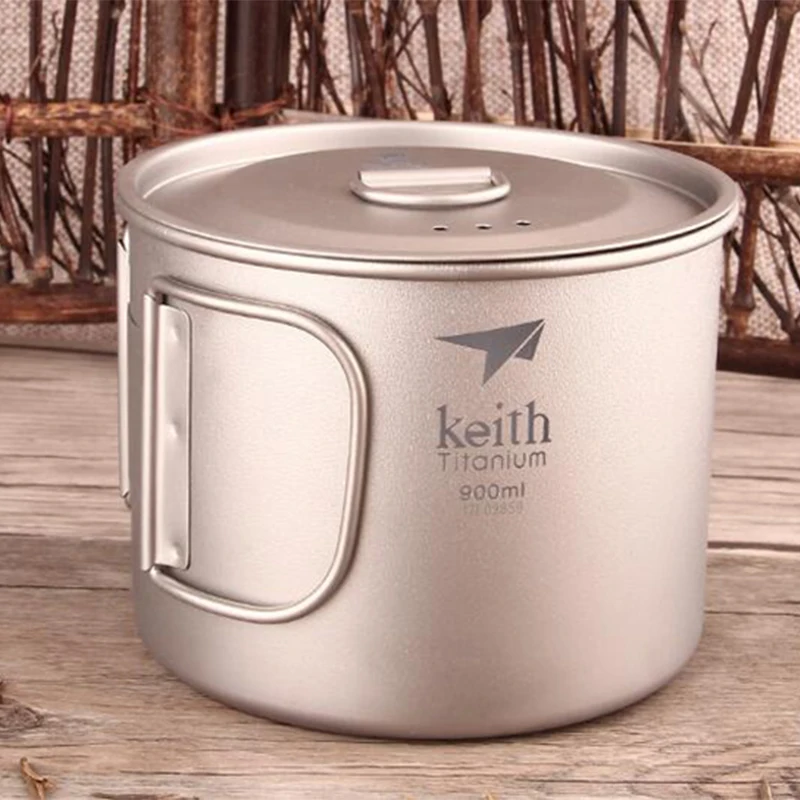 

Keith Mug 900ml Ultralight Titanium Cup Portable Cooking Pot Camping Picnic Water Mug Cup Tableware Cookware with Lid Ti3209