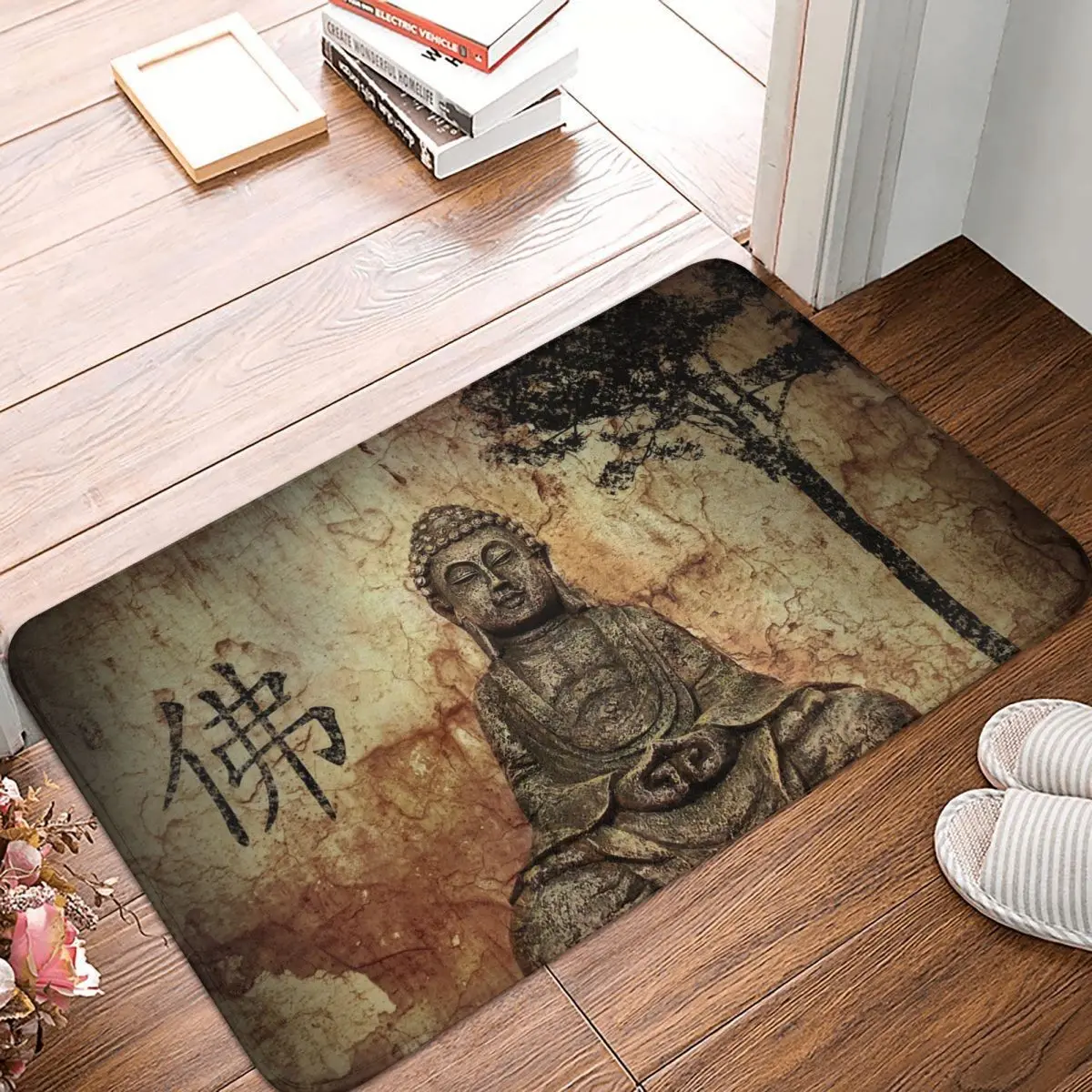 

Solemn Abstract Buddha Retor Doormat Bedroom Printed Soft Entrance Hallway Mat Decor Floor Rug Door Mat Area Rugs