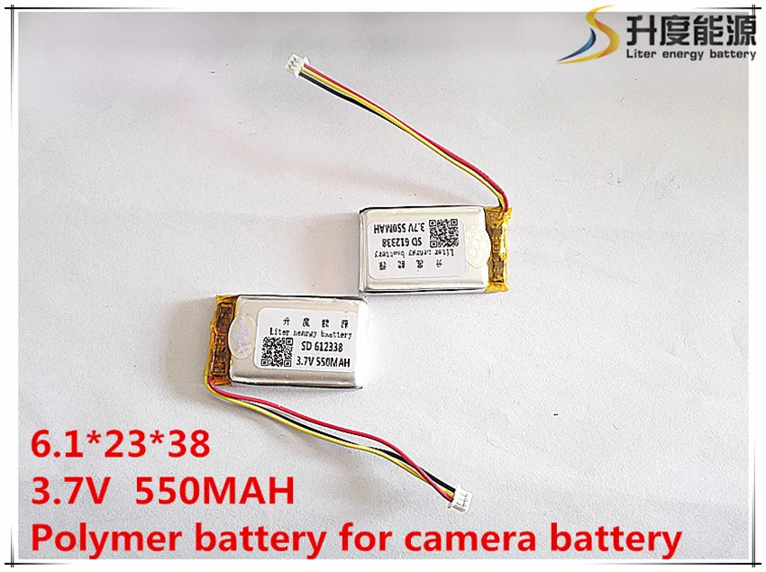 Полимерный аккумулятор 550 mah 3,7 V 612338 умный дом MP3 колонки литий-ионный аккумулятор для dvr, gps, mp3, mp4, сотового телефона, динамика