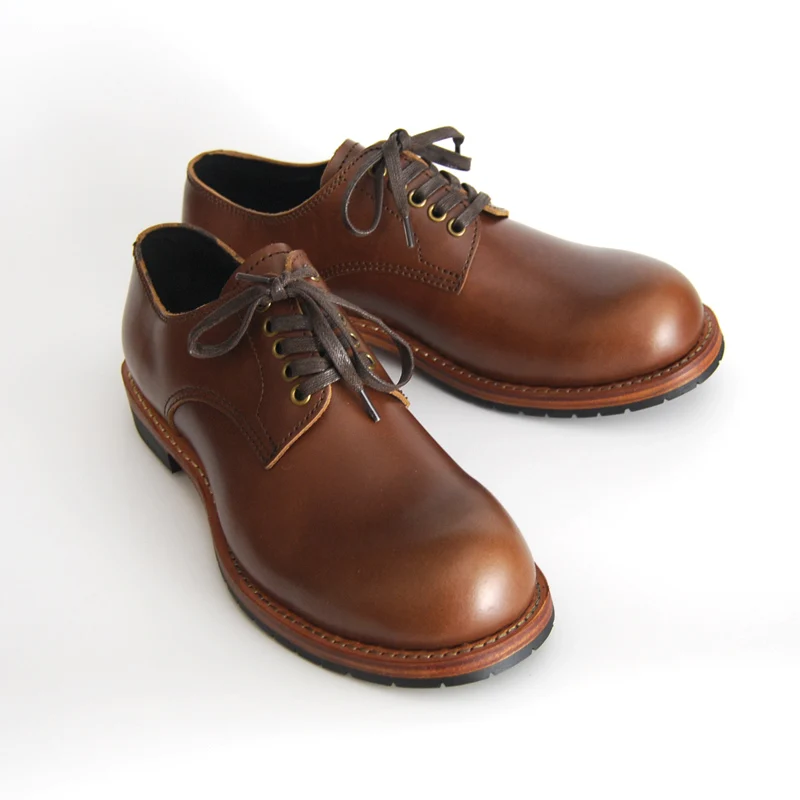 Light Brown Кожаные низкие повседневные мужские туфли в стиле Дерби рабочие кожаные туфли с круглым носком на средней подошве красные ботинки джинсы 9011 г. Красная сетчатая юбка - Цвет: Light Brown