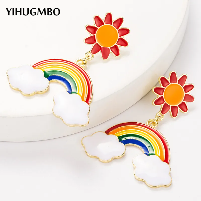 YIHUGMBO милые радужные висячие серьги разноцветные женские модные ювелирные