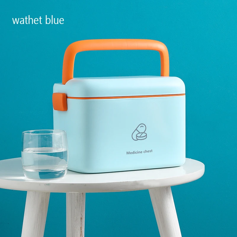 

Family medicine box Macaron style Lovely and beautiful travel medical box Medicine storage box Double-layer medicine cabinet