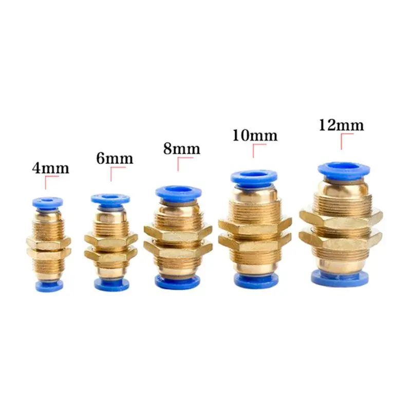 

10PCS PM4/6/8/10/12mm Air Pneumatic Straight Bulkhead Hose Tube Gas Connector Quick Fitting Connector