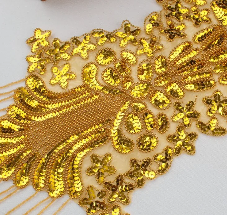 Цветок блестки воротник кружевная ткань патч кисточка бусины вышивка аппликация