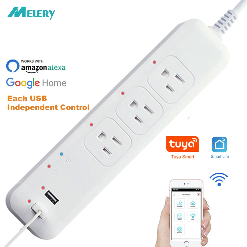 WiFi Smart Power Strip 3 Way электрическая розетка США удлинительные розетки двойной USB