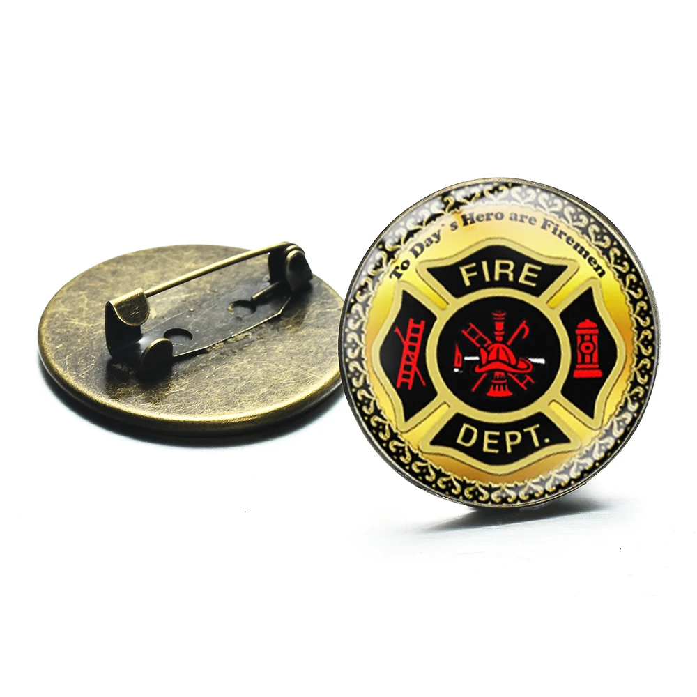 Азиатских пожарный символ значки брошь ручной работы пожарные узор стеклянная