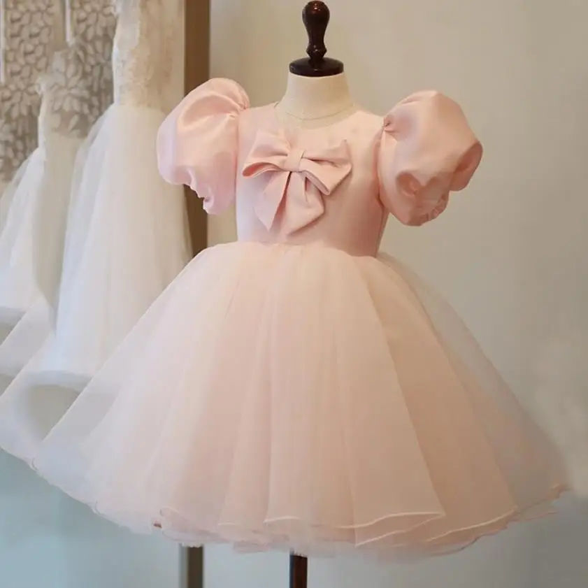 

Летние новые розовые бриллиантовые сетчатые вышитые Элегантные платья принцессы для вечеринки на день рождения для маленьких девочек A563