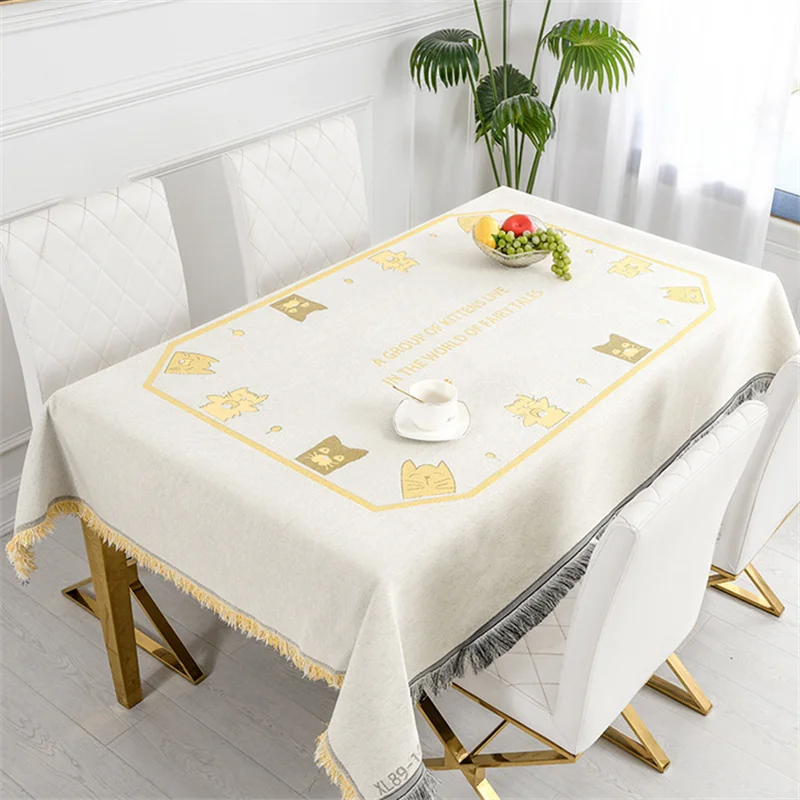 

Скатерть в американском стиле из хлопка и льна с кисточками на подоле, скатерть для чайного столика, прямоугольная, приятная для кожи, плотн...