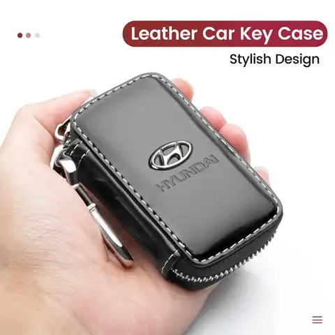 Кожаный чехол для автомобильного ключа, кожаный чехол на молнии, брелок для Hyundai Santa Fe Sonata Solaris Azera, автомобильные аксессуары