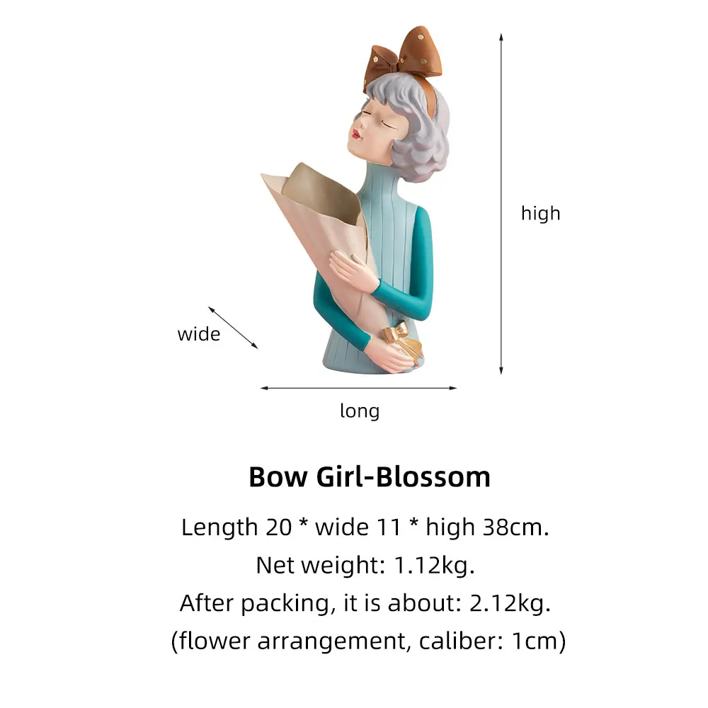

Cute creative Bouquet Girl Ornaments Sculpture Statue gifts Living Room TV cabinet Flower arrangement Modern Home Decoration