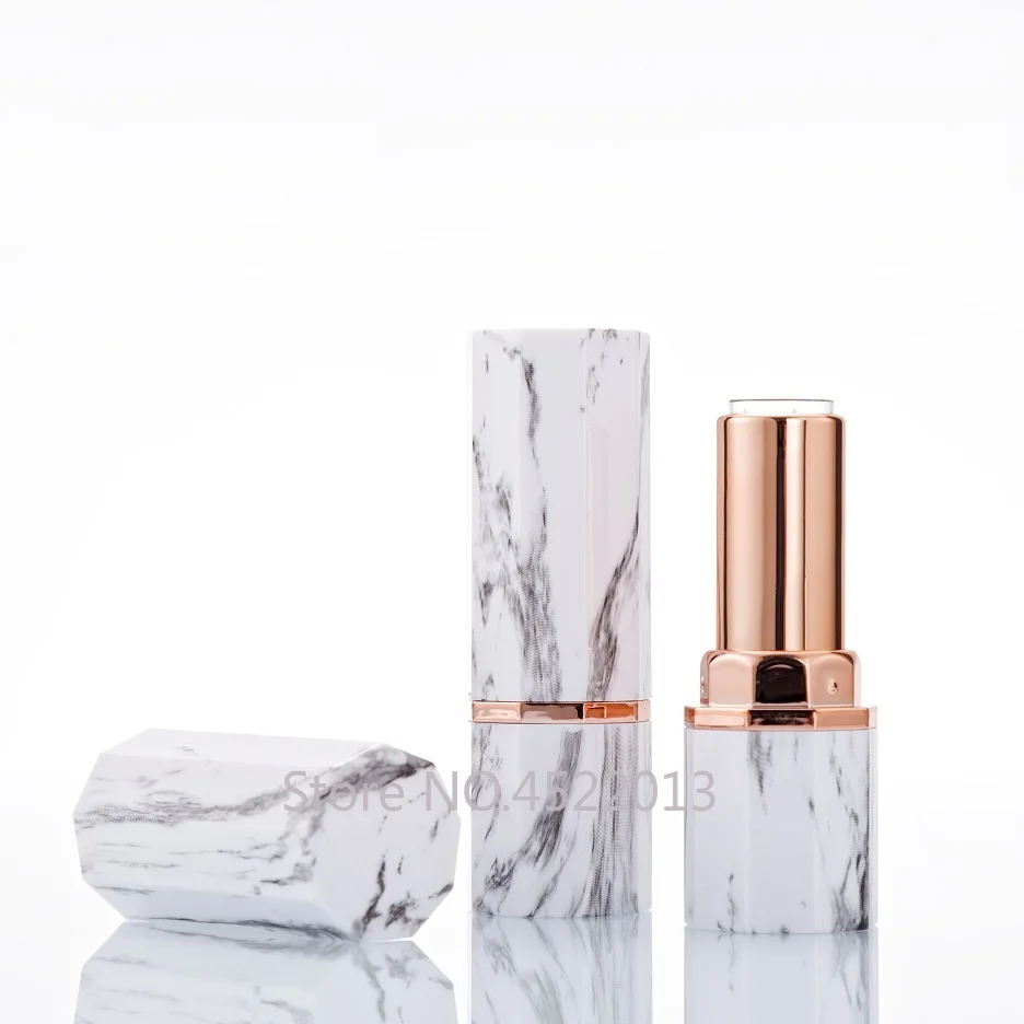 

10/30/50pcs Black White Marble Octagonal Cylinder Empty Refillable Lipstick Tube 12.1mm Lipstick Shell Packaging Cosmetics