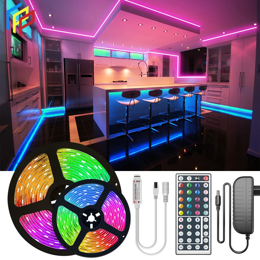 

Светодиодная лента, гибкая Водонепроницаемая RGB лента 2835 SMD с контролем, 30 м, 25 м, 10 м, 5 м, 12 В постоянного тока