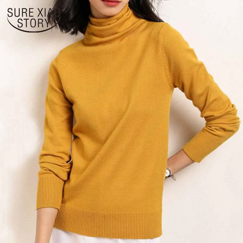 Женский трикотажный свитер с высоким воротником осенне-зимняя одежда 2021