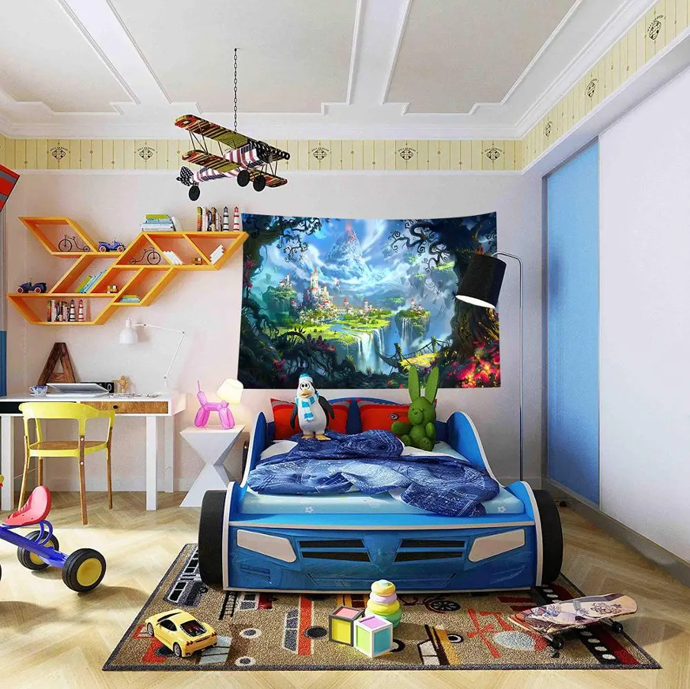 Simsant психоделический гобелен в виде грибов леса сказочный пейзаж ковер Замок