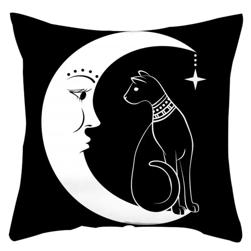 PC068-1 Boniu Moon Cat рисунок квадратная наволочка домашний дом декор подушка в богемском стиле чехол полиэстер наволочка диванные подушки - Цвет: PC068-1