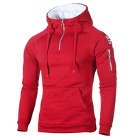 autumn zipper neckline hoody sweatshirts fleece long sleeve mens hoodies sticker pocket winter warmer running sportswear 3xl