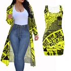 MOQ1 желтый оригинальный этнический полинезийский индивидуальный принт Женская одежда комплект из 2 предметов длинный костюм облегающее платье оптом