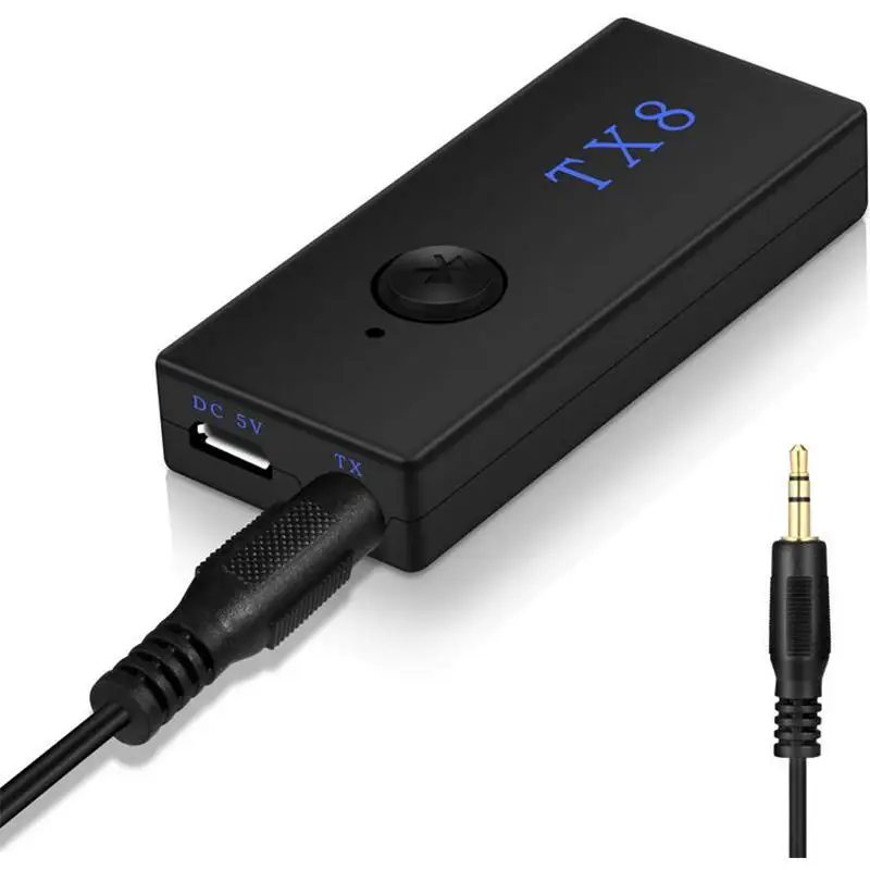 

TX8 беспроводной Bluetooth передатчик приемник адаптер стерео аудио музыкальный адаптер 3,5 мм аудио 2 в 1 для ТВ наушников ПК