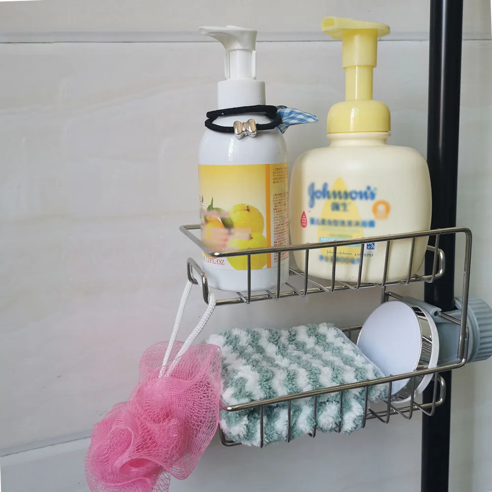 

2-Layer Faucet Rack Stainless Steel Hollow Ventilation Drainage Free Punching Kitchen Sink Storage Rack