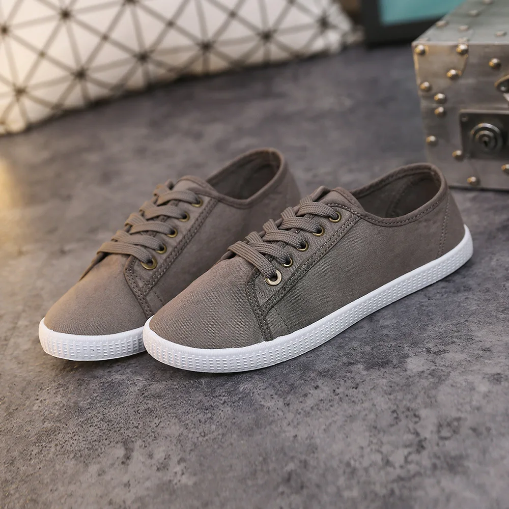 Белые парусиновые туфли на низком каблуке Новая женская обувь белого цвета