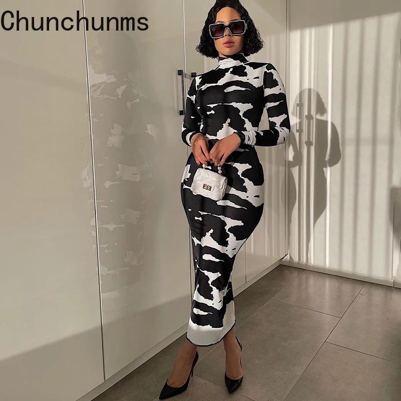 

Женское облегающее платье макси, длинное платье с длинным рукавом и воротником-хомутом, Клубная одежда для вечерние и улицы, Осень-зима 2021