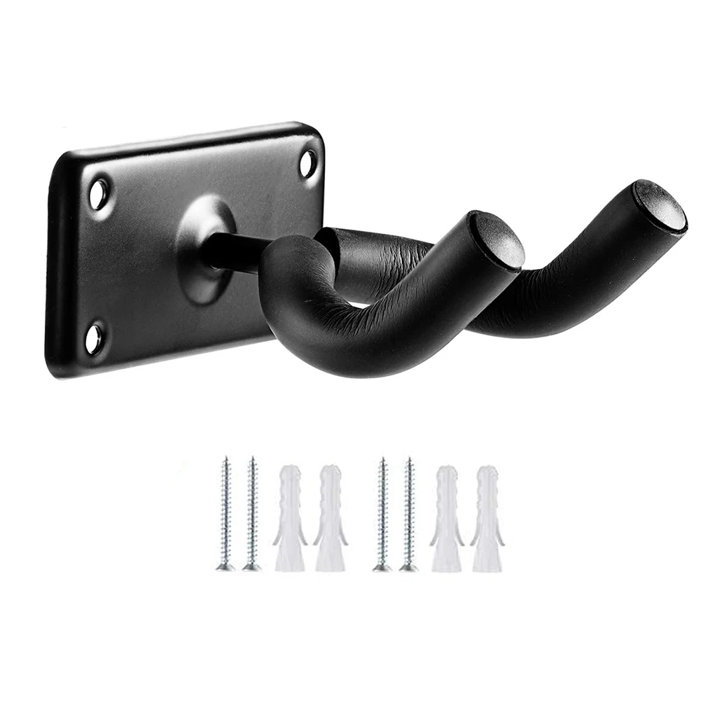 

1 Pcs Guitar Hanger Hook Holder Wall Mount Stand Rack Bracket Display Fits Most Guitar Bass Easy To Install+Screws Black