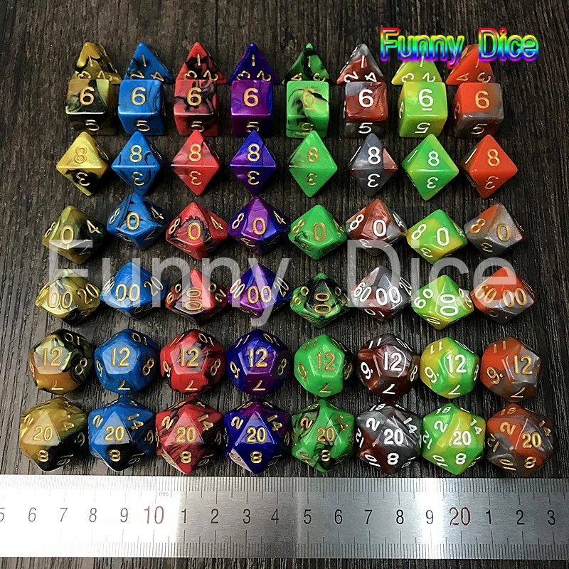 Абсолютно новый набор из 7 шт 2 цветных игральных костей с эффектом туманности Poker