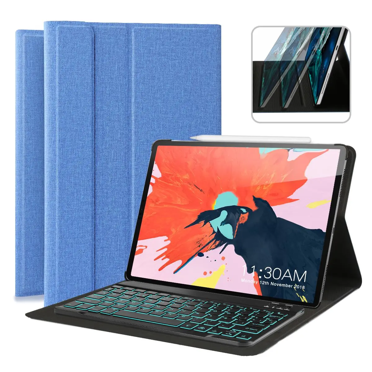 7 цветов чехол с Bluetooth клавиатурой и подсветкой для iPad Pro 12 9 2018 карандашом Apple A1876