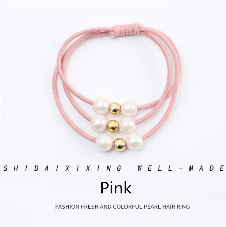 Pink 2Pcs 2 шт., женские резинки для волос, аксессуары для волос, резинка для волос, эластичные резинки для волос с жемчугом, резинки для волос, головные уборы, аксессуары для волос - Цвет: Pink 2Pcs