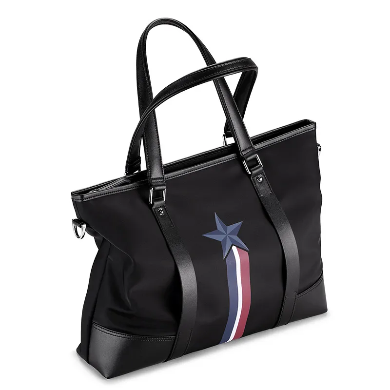 Bag Unisex Solid Waterproof 14 inch Laptop Breifcase Large capacity Hidden zipper pocket Black