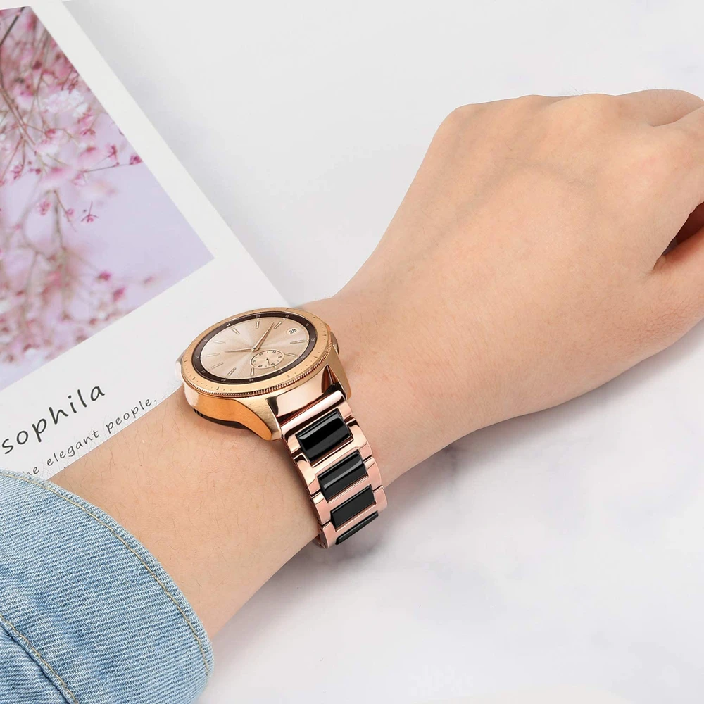Ремешок из керамики и нержавеющей стали для Huawei GT 2E 46 мм/Galaxy Watch мм браслет Samsung Active