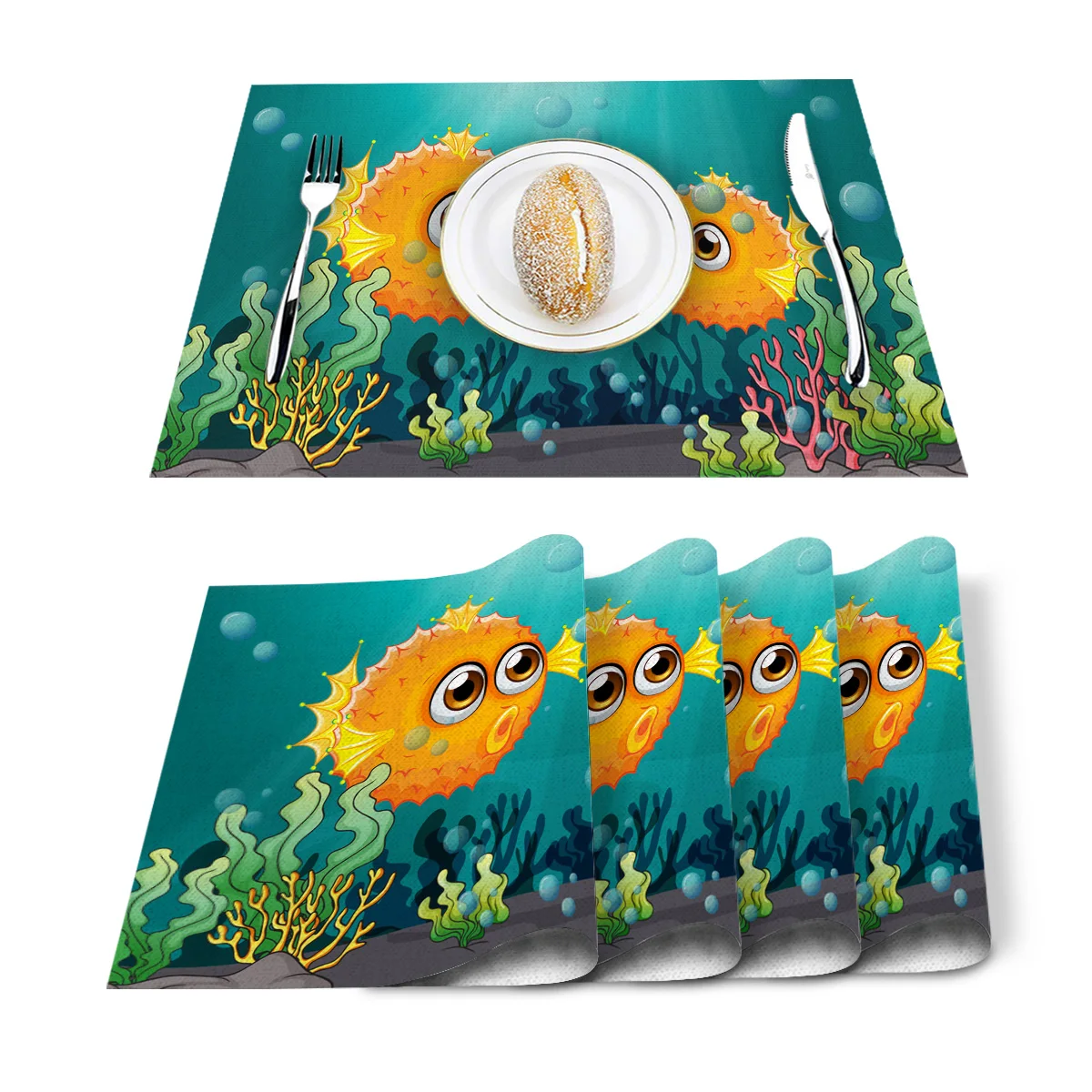 Милые рыбки Подводные Коралловые пузырьки лучи салфетки моющиеся