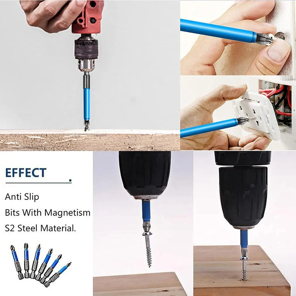 

7 Pcs Electric Cross Bit Screw Strong Magnetic Anti-slip Single-head Anti-skid Bit S2 Steel Alloy Screwdriver