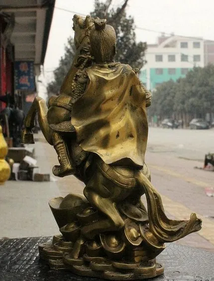 YM 308 Китай латунь Yuanbao Обезьяна Король солнце Wu Kong ручная Молитва флаг Статуя