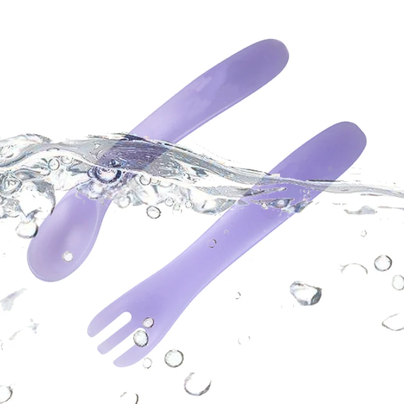 Детский набор ложка и вилка силиконовая посуда для детей 1-2 лет | Мать ребенок