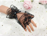 elegant lace short fingerless fashion flower girl kids party performance dancing wedding gloves