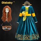 Платье принцессы королевы Мериды с длинным рукавом и аксессуары для девочек