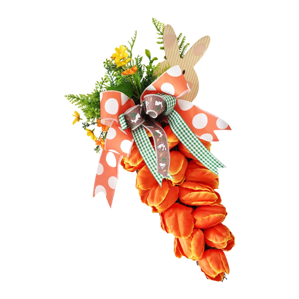 

1pc Easter Scene Pendant Artificial Tulip Wreath Exquisite Fake Flower Adornment