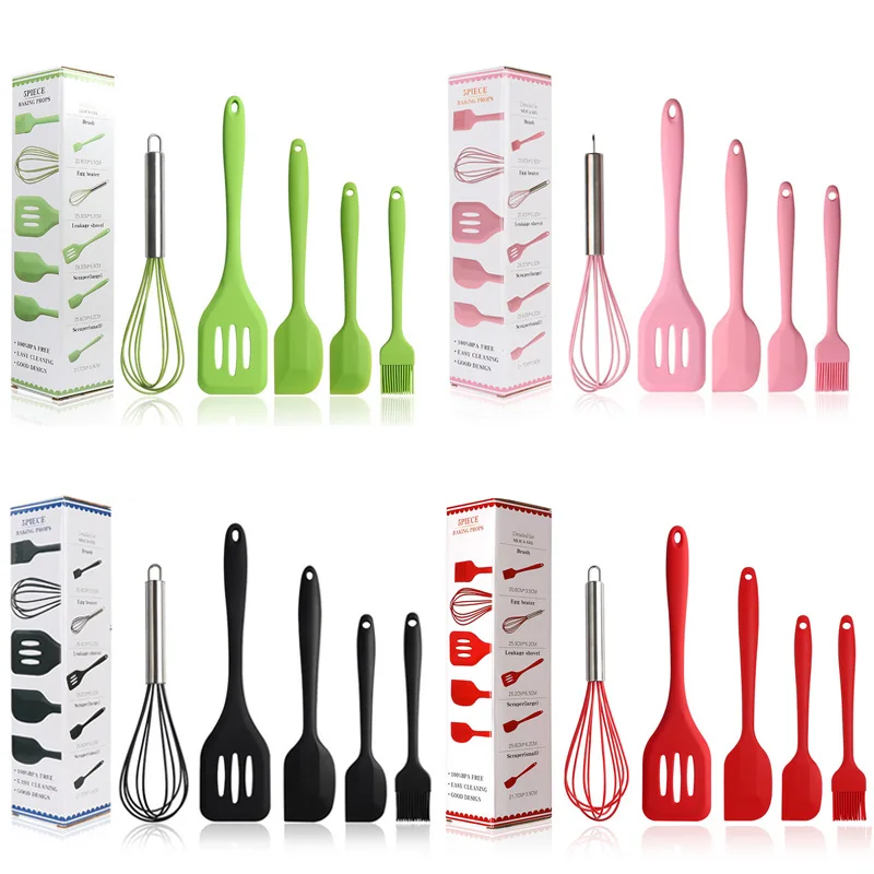 5pc Silicone Kitchen Utensils Kitchenware Cookware Sets Silicone Spatula Shovel Whisk Kitchen Tools Cooking Kitchen Accessories