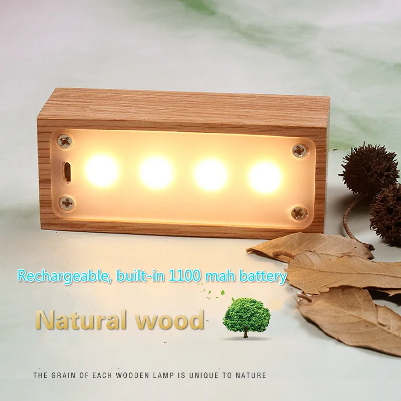 

Wood Table Lamp LED Wooden Night Light USB Charging Touches Control Desk Table Light Natural Wood Home Decoration